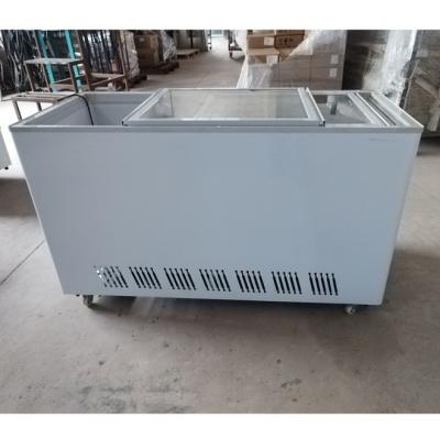 China Frozen Meat Island Display Freezer Chiller Glass Lid  Copper Tube Condenser for sale