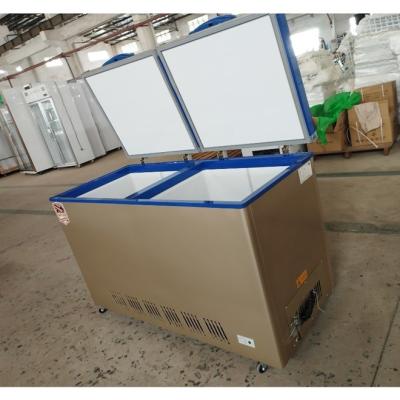 China Goldene Küche Kiste Gefrierschrank Schaufenster 220V kommerzielle Kiste Kühlschrank zu verkaufen