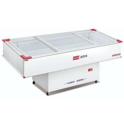 China Commercial Seafood Display Cooler Freezer With Tempered Glass Door for sale