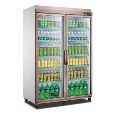 China Supermarket Split Fridge Freezer Refrigerator Two Doors Adjustable Shelves for sale