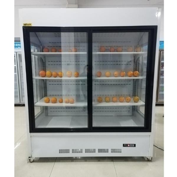 Quality Commercial Fruit Display Cooler Chiller Two Doors With Fan Cooling System for sale