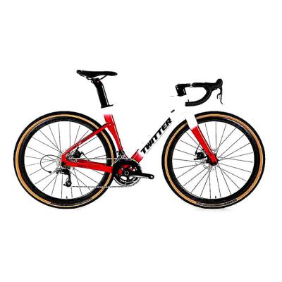 China Bici roja de la raza de la grava 9.6KG, freno de disco de la bici del camino de los 54cm para el adulto en venta