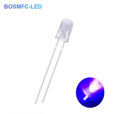 China Cabeza redonda 5 mm LED ultravioleta 385nm 395nm Lente transparente para el agua para la lámpara de mosquito en venta