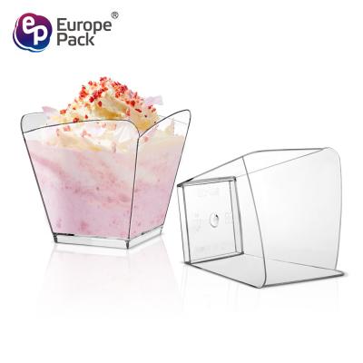 China Wholesale mini disposable pudding jelly ps tasting cup plastic mousse square plastic ice cream cup for sale