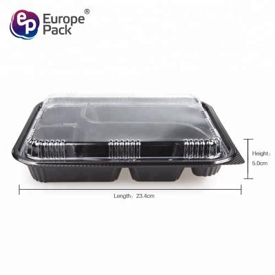 China School Japanese Lunch Box Plastic 5 Compartment Food Containers Black Storage Boxes & Bins for Food Square Shape for sale