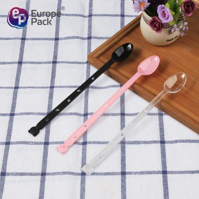 China 230mm Long Handle Soda Disposable Hard Plastic Spoon For Ice Cream Desserts Coffee for sale