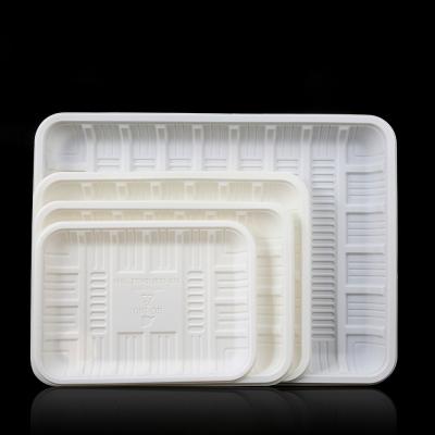 China Customized Disposable plastic cornstarch compostable meat trays/food tray/fruit packaging tray for market for sale