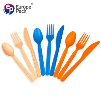 China Cutlery with Napkin Colorful PLA Plastic Wholesale Disposable Flatware Sets Support Top Level Quality Knife Spoon Fork S for sale