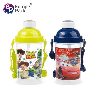 China School children bpa free cartoon 270ml drinking bottle plastic kids water bottle with straw for sale