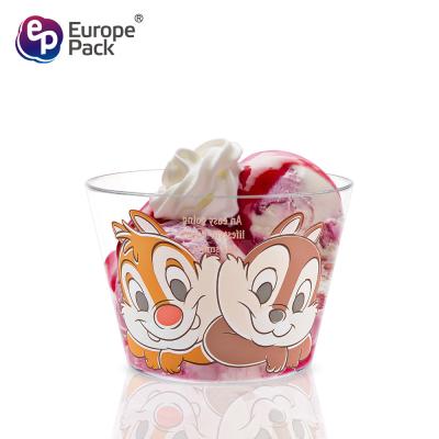 China Desniy cartoon pattern plastic cup cake milk dessert cup for sale