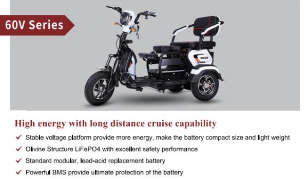 Quality Portable Electric Motorcycle Lithium Battery Lifepo4 60V 30AH With Metal Housing for sale