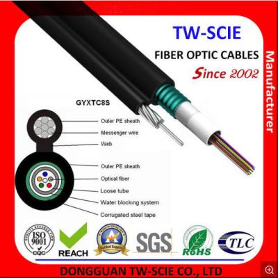 China 12 Core Central Loose Tube Self Support Armoured Fiber Optic Cable 8 Figure Cross Section Design for sale