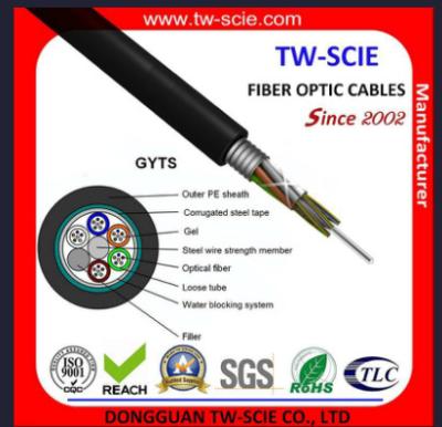 China China 48 Core Armoured Longer Life-Span Fiber Optic Cable GYTS Multi Core SM Steel Wire for sale