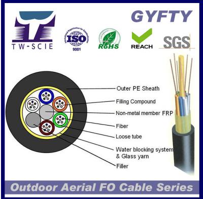 China Do cabo de fibra ótica fraco do tubo de GYFTY 24cores FRP cabo exterior da rede da fibra ótica do cabo de fibra ótica de fita à venda