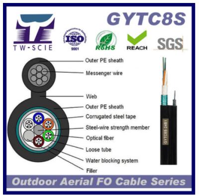Κίνα 36 καλώδιο δικτύων οπτικών ινών πυρήνων GYTC8s μόνο - εναέρια μέθοδος εγκατάστασης υποστήριξης προς πώληση