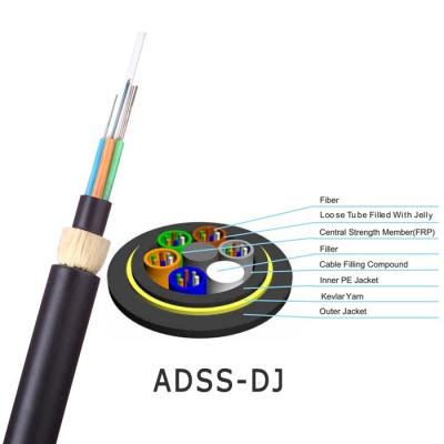 China PE Jacket 2-144 Core Flexible Armored Cable ADSS Loose Tube Fiber Optic Cable , Outdoor Fiber Optic Cable for sale