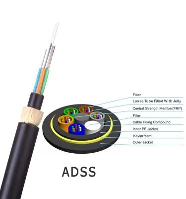 China 48 cabo de fibra ótica aéreo exterior do núcleo ADSS todo o dielétrico autossuficiente à venda