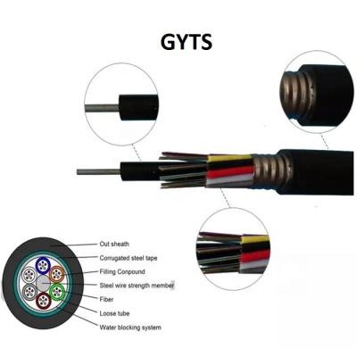 China 96 cores GYTS PE Jacket Stranded Outdoor Fiber Optic Cable  for Aerial and Duct for sale