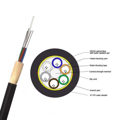 China Cable de fribra óptica autosuficiente de la base del PE del color externo negro ADSS 24 de la envoltura en venta