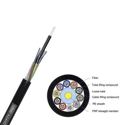 China Black Aerial Single Mode GYFTY 6/12/24 Pair FRP Loose Tube Optical Fibre Cable for sale