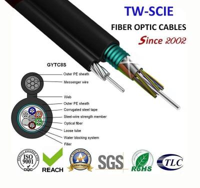 Chine 8 12 24 câbles optiques extérieurs aériens autosuffisants de fibre du noyau FIG8 (GYTC8S) à vendre
