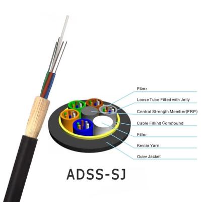 China Black PE Sheath 100 Span 48 Cores G652D ADSS Dielectric Fiber Optic Cable for sale