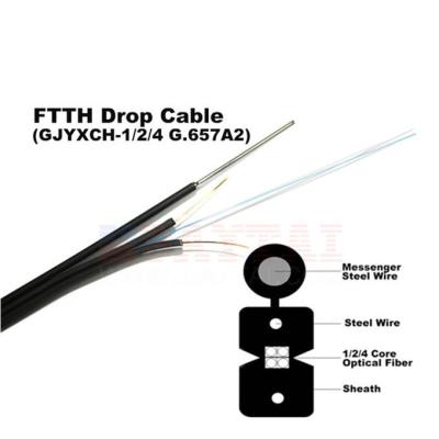 Китай Диаграмма 8 одиночного режима ядра кабеля падения 1/2/4 GJYXCH FTTH на открытом воздухе само- поддерживая продается
