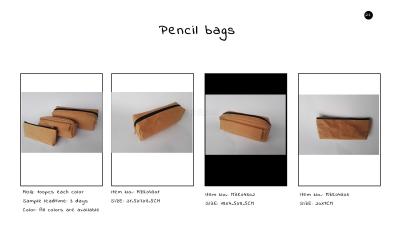 China ECO-Friendly washable kraft paper pencil bag, stationery bag, pencil case, drawing bag, tool bag for sale