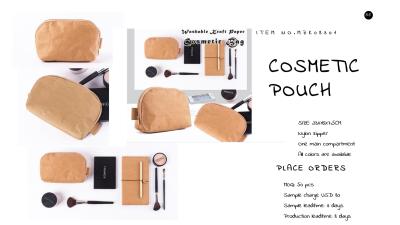 China ECO-Friendly washable kraft paper cosmetic bag, makeup bag, tool bag, purse en venta