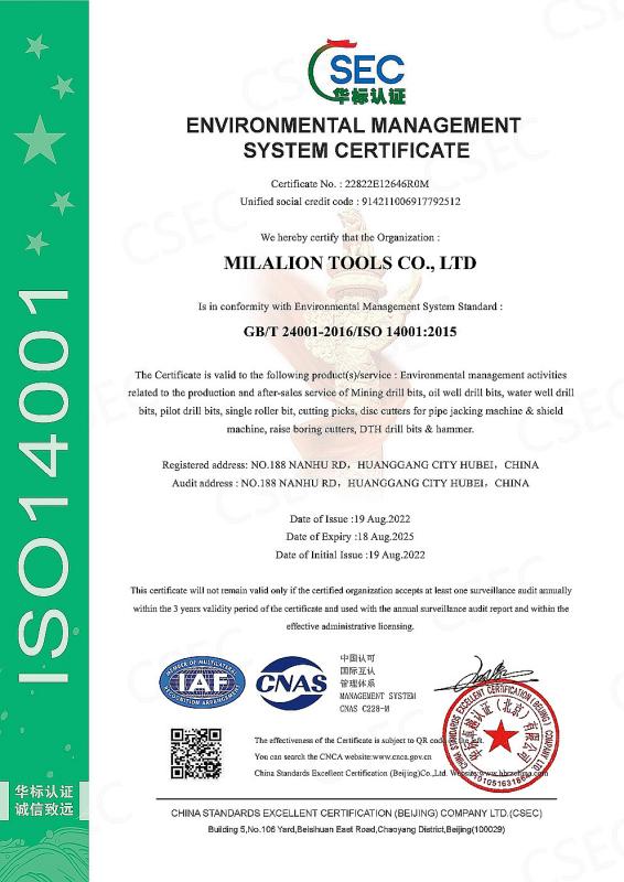 ISO14001 - Milalion Tools Co., Ltd.