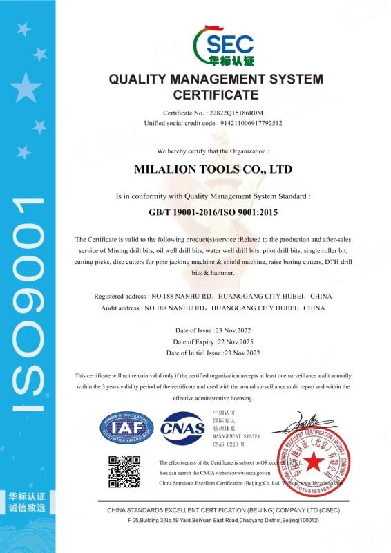 ISO9001 - Milalion Tools Co., Ltd.