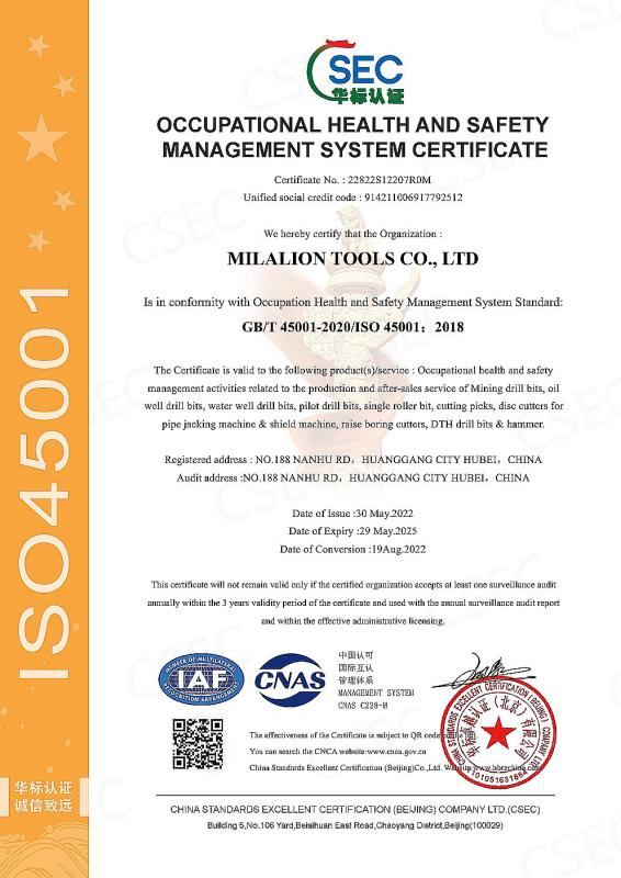 ISO45001 - Milalion Tools Co., Ltd.