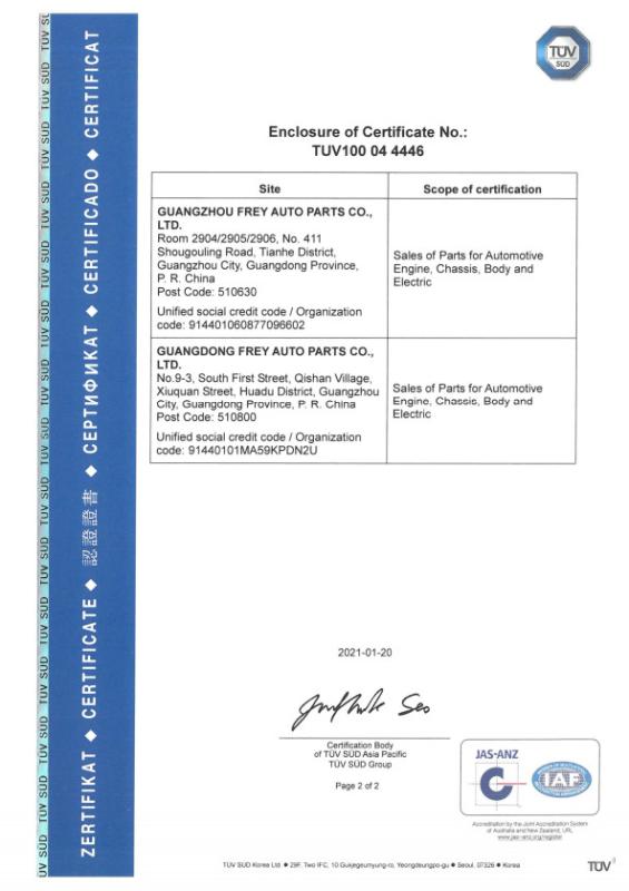 ISO 9001 - Guangzhou Frey Auto Parts Co., Ltd.