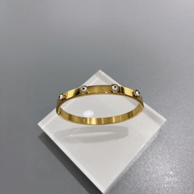 Chine Bracelet de boucle d'ensemble d'oeil bleu de bracelet d'acier inoxydable d'or de la partie 18K à vendre
