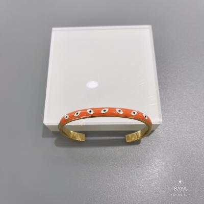 China Bracelete colorido caro da abertura do olho do esmalte da pulseira de aço inoxidável do ouro do 18K das mulheres à venda