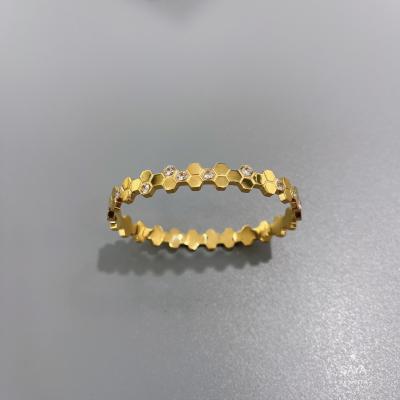 China Abeja mi pulsera de acero inoxidable del corchete del brazalete de los diamantes artificiales del oro de Honey Series 18k en venta