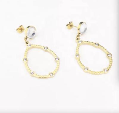 Chine boucles d'oreille pendantes de grande fausse pierre blingbling les boucles d'oreille pendantes d'acier inoxydable à vendre