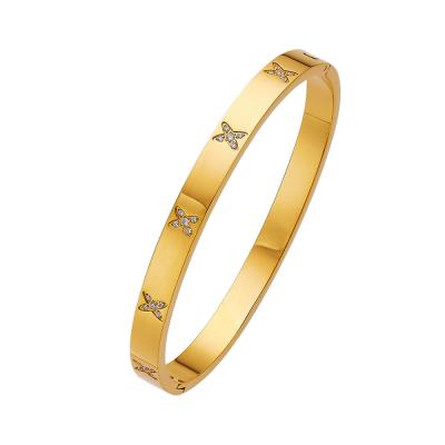 Китай MVCOLEDY Jewelry Gold Plated Bangle Bracelet Cz Stone Stainless Steel With Crystal продается