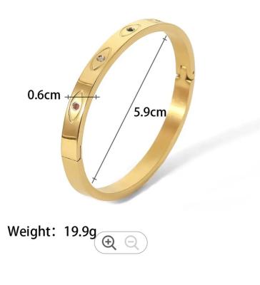 China Inlay Color Gem Four Diamond Screw Bangle For Men And Women Stainless Steel Bangle for sale