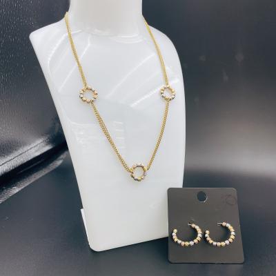 China High Polish Newest Gold Color Stainless Steel  Earring ,Necklace , Bracelet Sets For Lady for sale