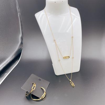 中国 High Polish Newest Gold Color Stainless Steel  Earring ,Necklace , Bracelet Sets For Lady 販売のため