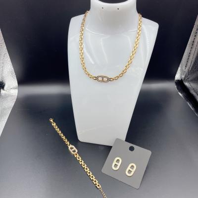 China High Polish Newest Gold Color Stainless Steel  Earring ,Necklace , Bracelet Sets For Lady en venta