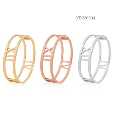 China L Word Design Double Ring Bracelet 18k Stainless Steel Gold Bangle for sale