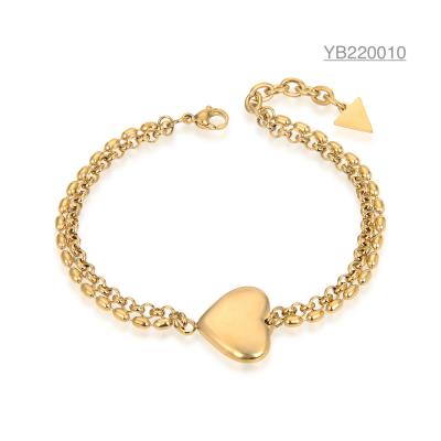 China Niche Luxury Brand Jewelry 24k Gold Heart shape Bracelet Valentine's Day present for sale