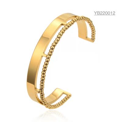 Китай Эксклюзивный дизайнерский браслет из нержавеющей стали с двойным кольцом из 18-каратного золота продается