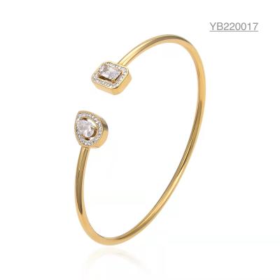 China 18k Zircon Stainless Steel Cuff Bangle for sale