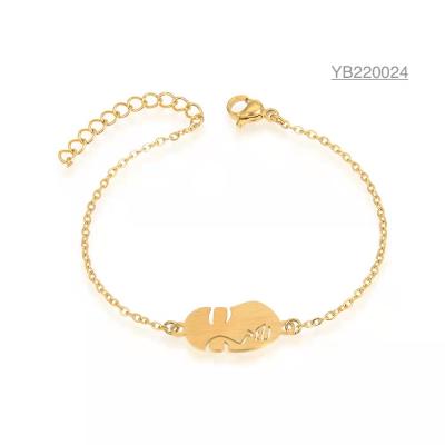 China Luxury Stainless steel hand chain 14k gold abstract girl face painting bracelets for sale