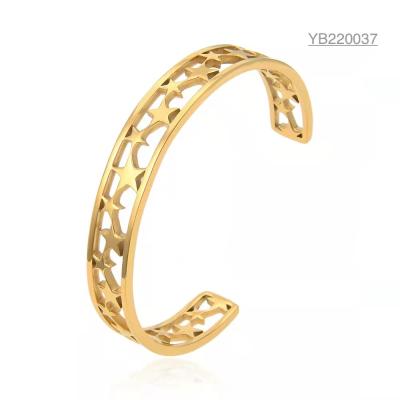 Chine bijoux de marque d'individualité ouverture de bracelet étoile creuse Bracelets en acier inoxydable à vendre