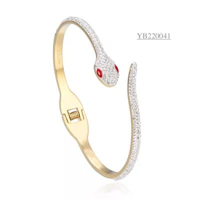 China Light Luxury Stainless Steel Designer Jewelry Snake Shape Flash All Diamond Bracelet for sale