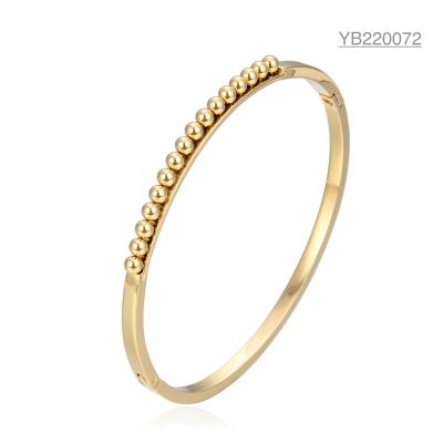 China Anti Rust Fadeless Gold Rhinestone Bracelet 16 Round Gold Beads Bangles for sale